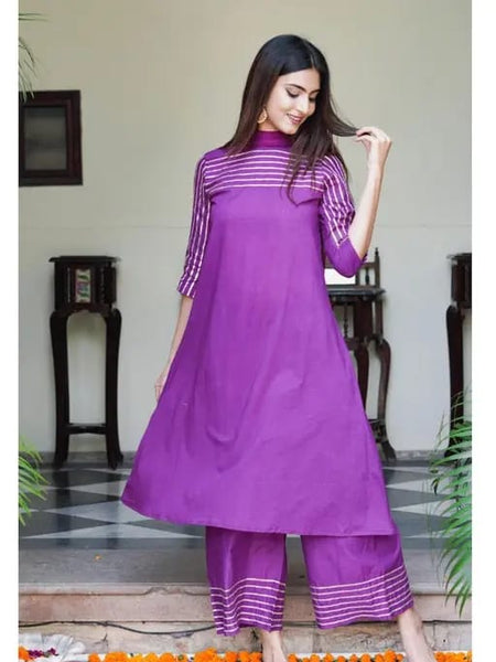 Royal Amethyst Striped Kurta Pant Set