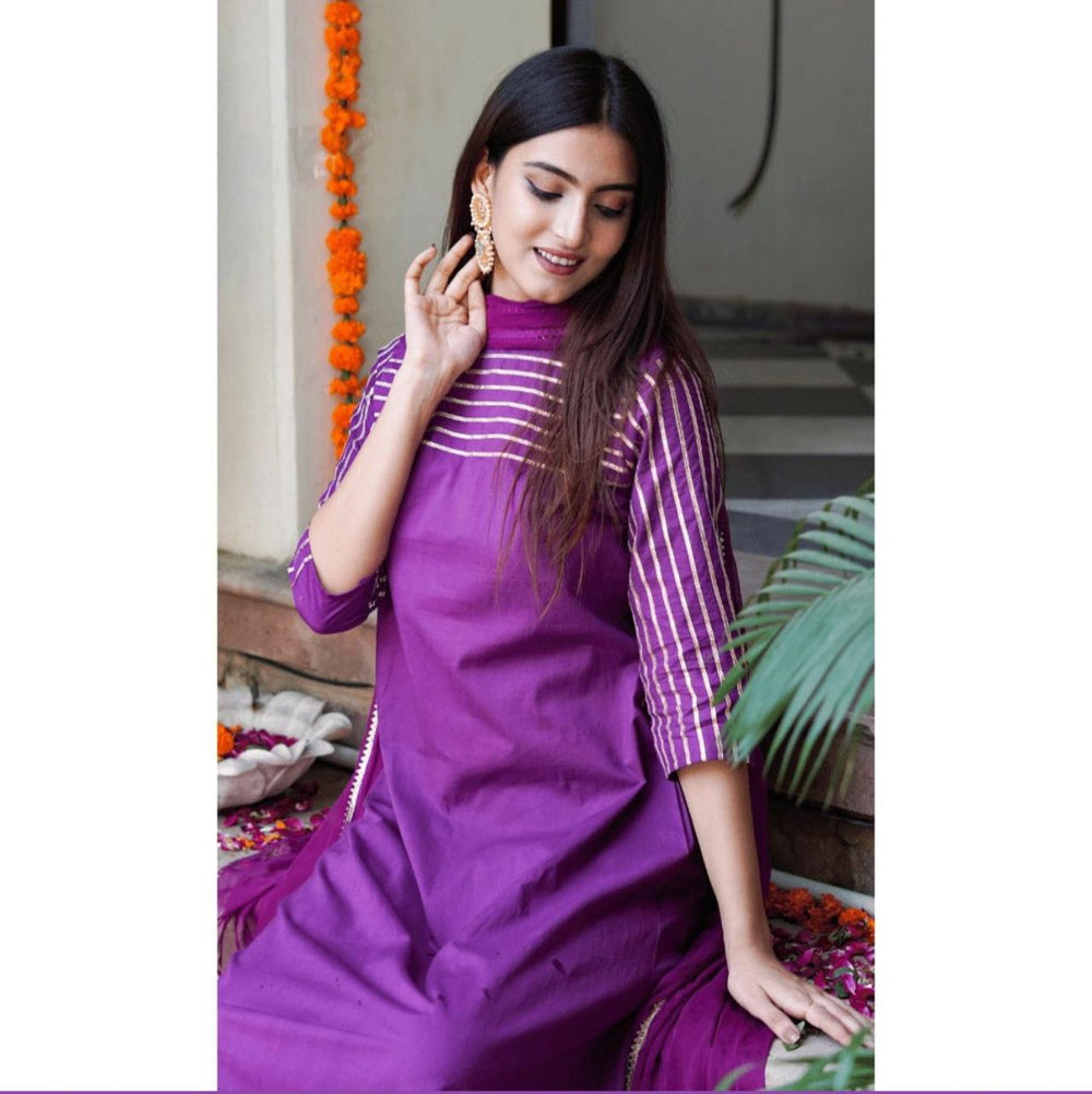 Royal Amethyst Striped Kurta Pant Set