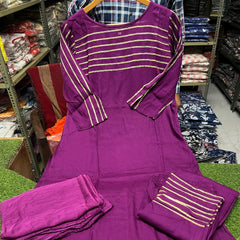 Royal Amethyst Striped Kurta Pant Set
