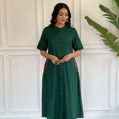 Emerald Fern Button-Down Kurta Set