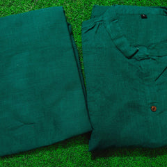 Emerald Fern Button-Down Kurta Set