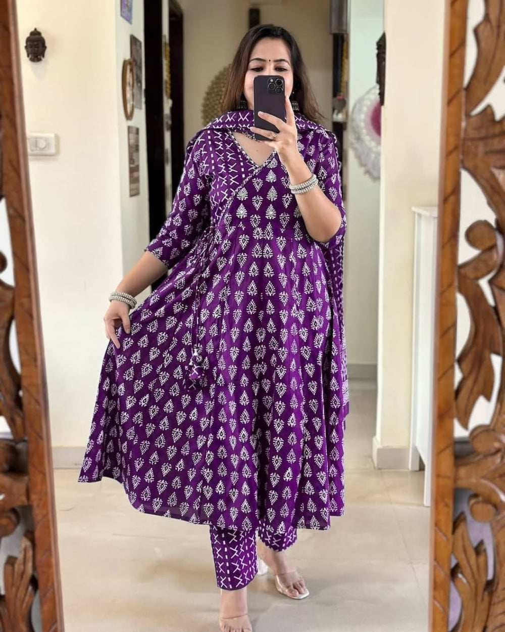 Amethyst Bloom Printed Kurta Pant Set
