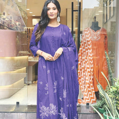Royal Iris Embroidered Kurta Set with Dupatta