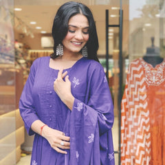 Royal Iris Embroidered Kurta Set with Dupatta