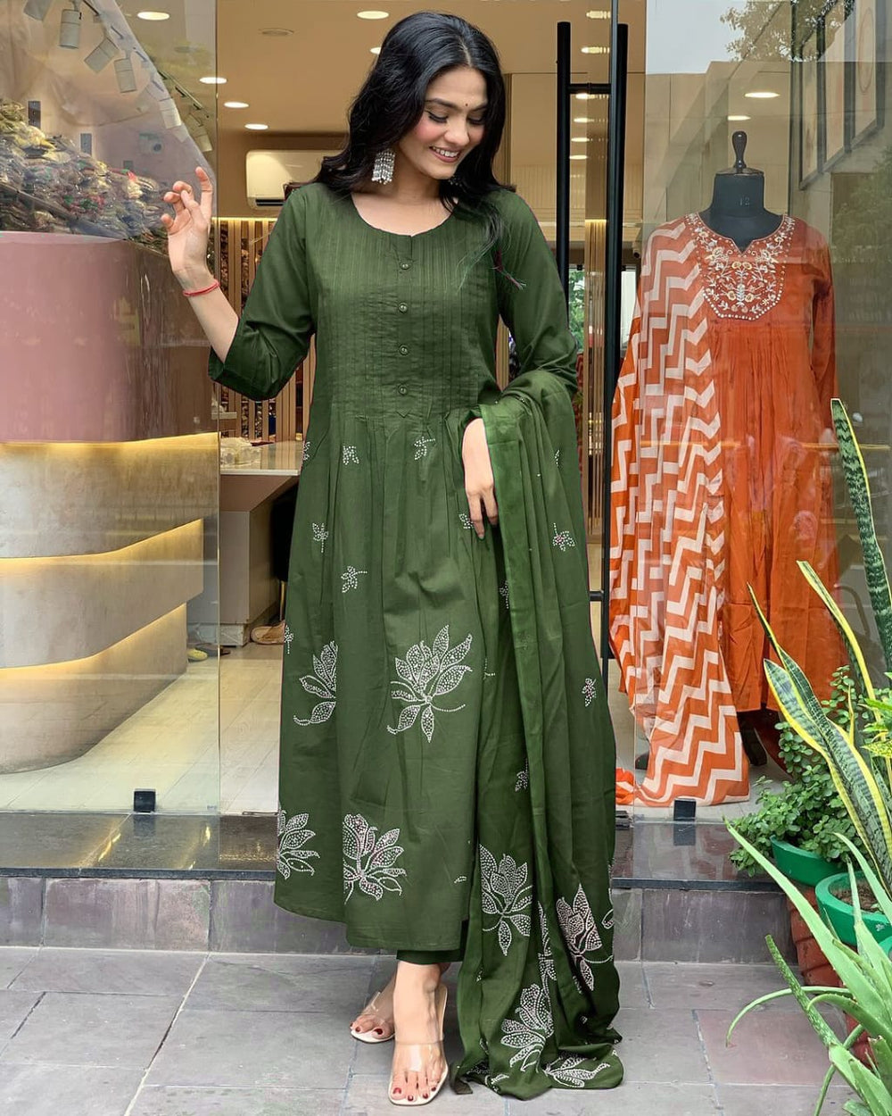 Olive Meadow Embroidered Kurta Set with Dupatta