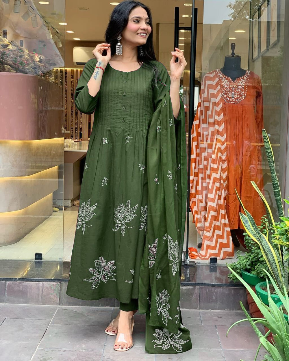 Olive Meadow Embroidered Kurta Set with Dupatta