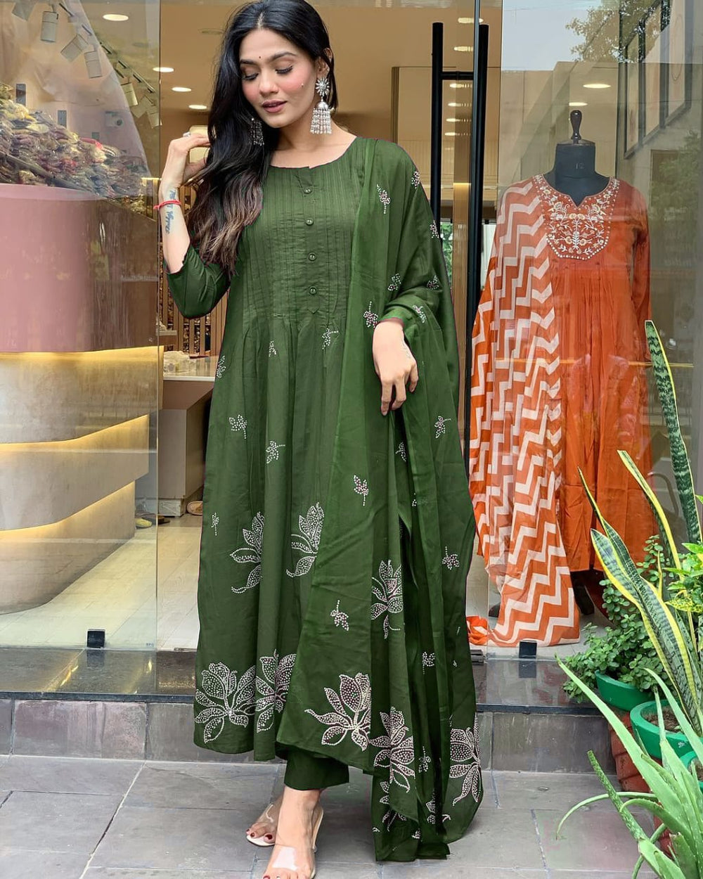 Olive Meadow Embroidered Kurta Set with Dupatta