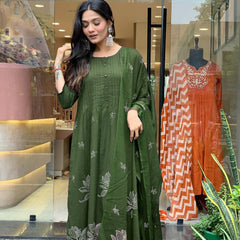 Olive Meadow Embroidered Kurta Set with Dupatta