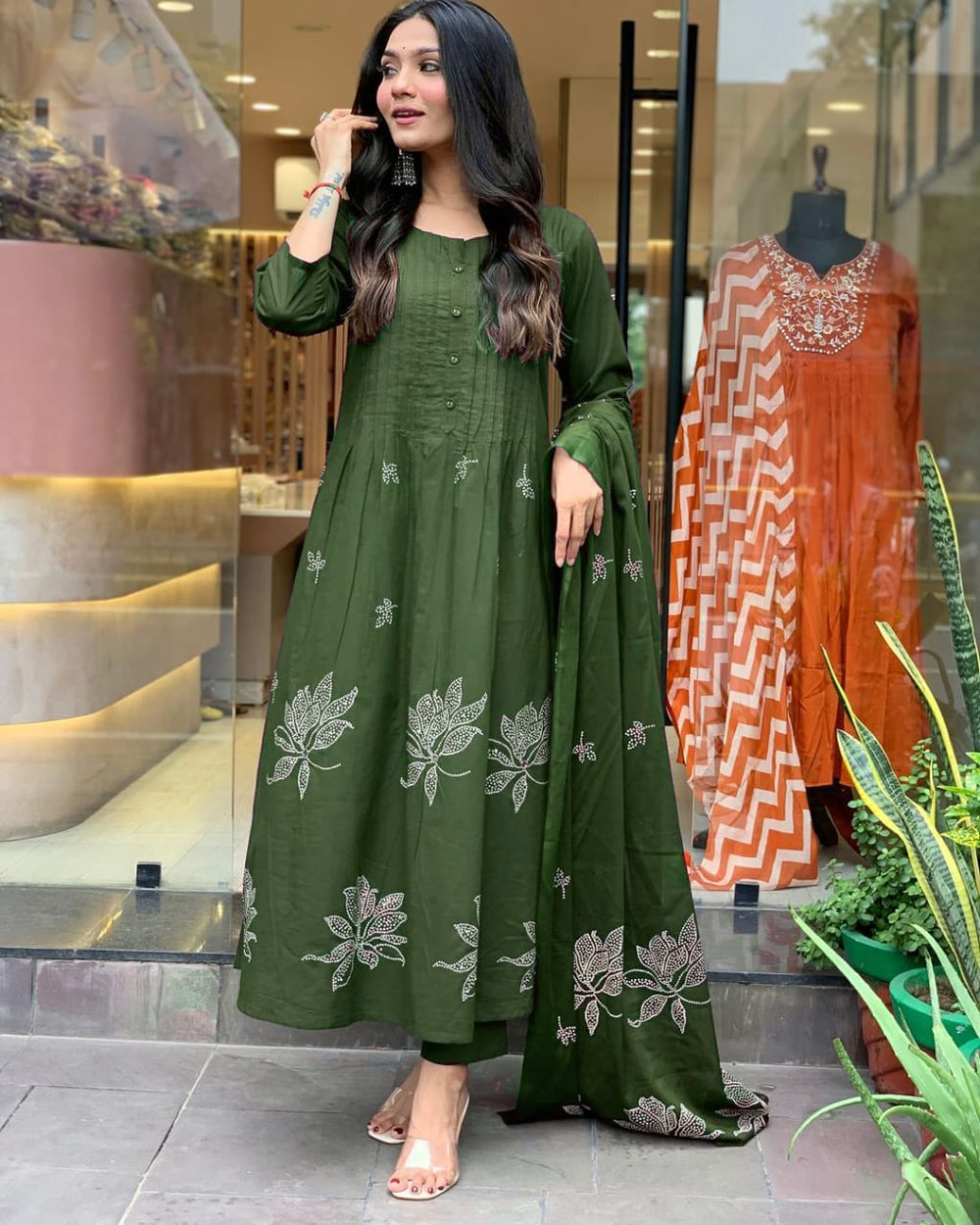Olive Meadow Embroidered Kurta Set with Dupatta