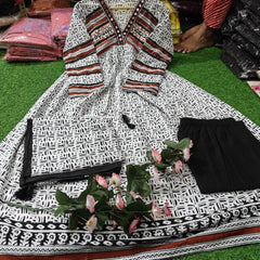 Ivory Noir Tribal Print Kurta Set with Dupatta