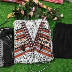 Ivory Noir Tribal Print Kurta Set with Dupatta