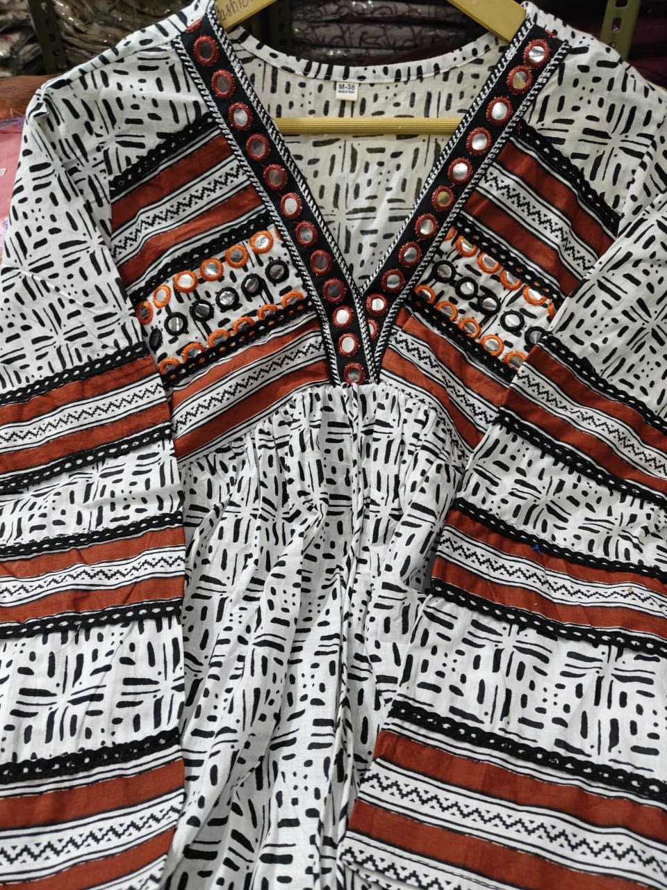 Ivory Noir Tribal Print Kurta Set with Dupatta