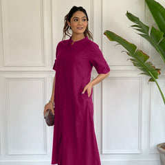 Berry Bloom Solid Kurta Set