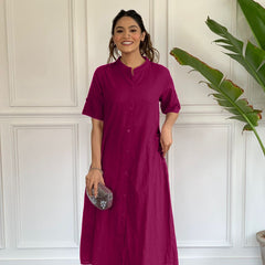 Berry Bloom Solid Kurta Set