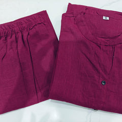 Berry Bloom Solid Kurta Set