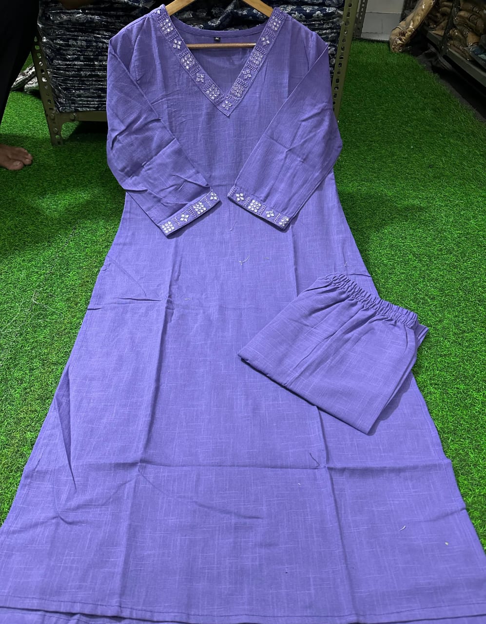 Lavender Grace Solid Kurta Set