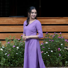 Lavender Grace Solid Kurta Set