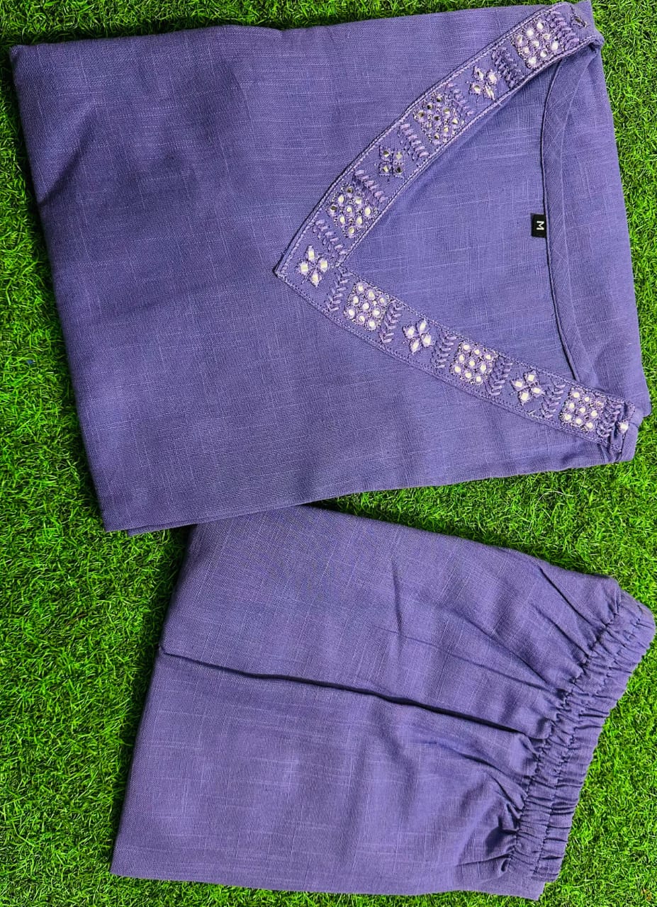 Lavender Grace Solid Kurta Set