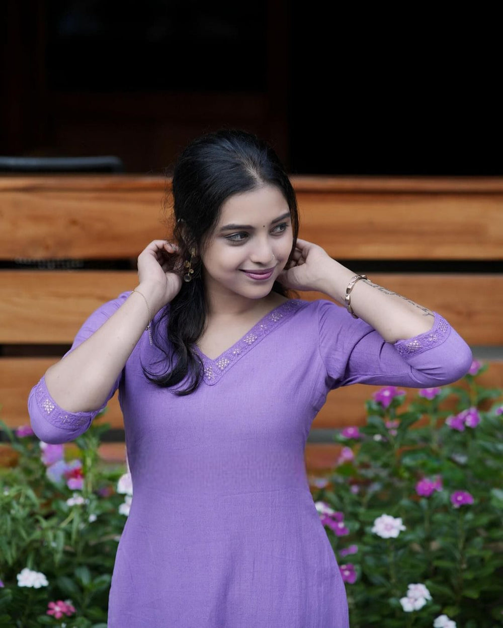 Lavender Grace Solid Kurta Set