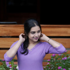Lavender Grace Solid Kurta Set