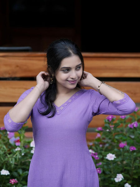 Lavender Grace Solid Kurta Set