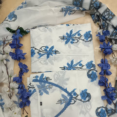 Azure Bloom Printed Kurta Set with Dupatta