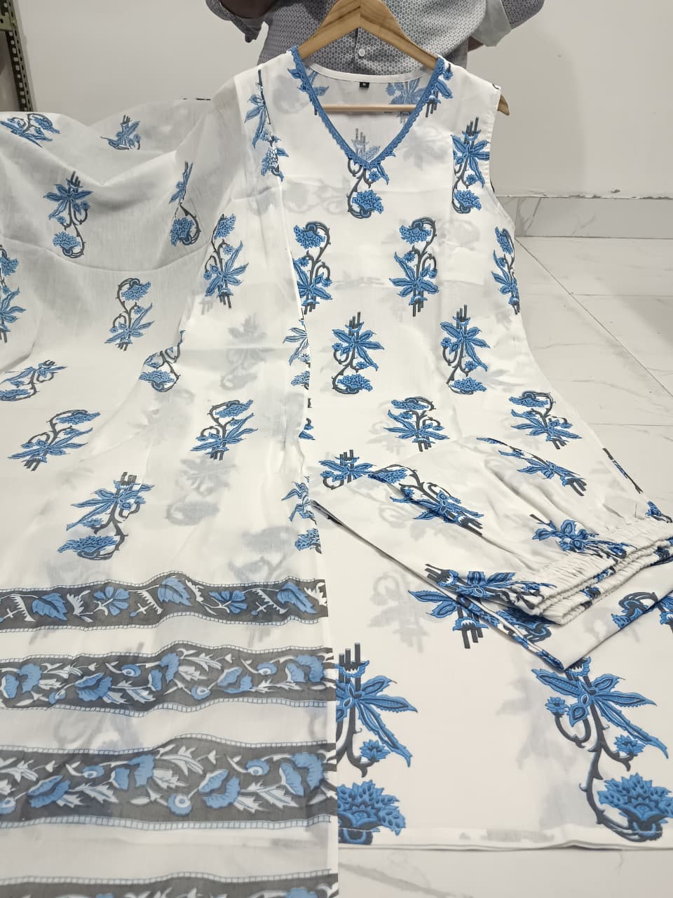 Azure Bloom Printed Kurta Set with Dupatta