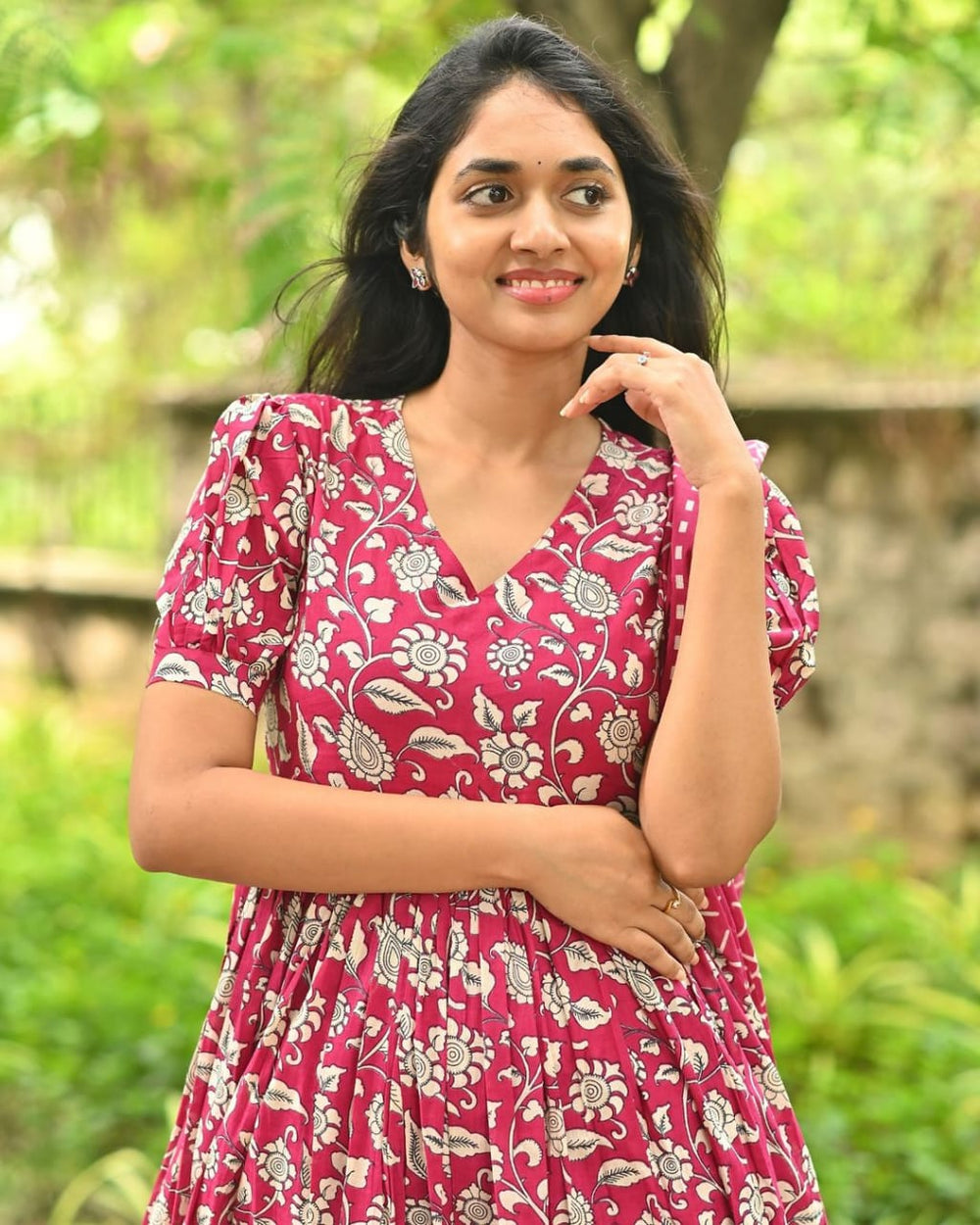 Gulnaar Maroon Floral Kurta Set with Dupatta