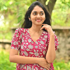 Gulnaar Maroon Floral Kurta Set with Dupatta