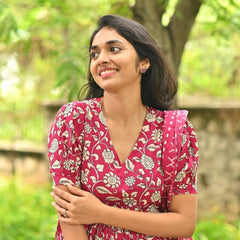 Gulnaar Maroon Floral Kurta Set with Dupatta