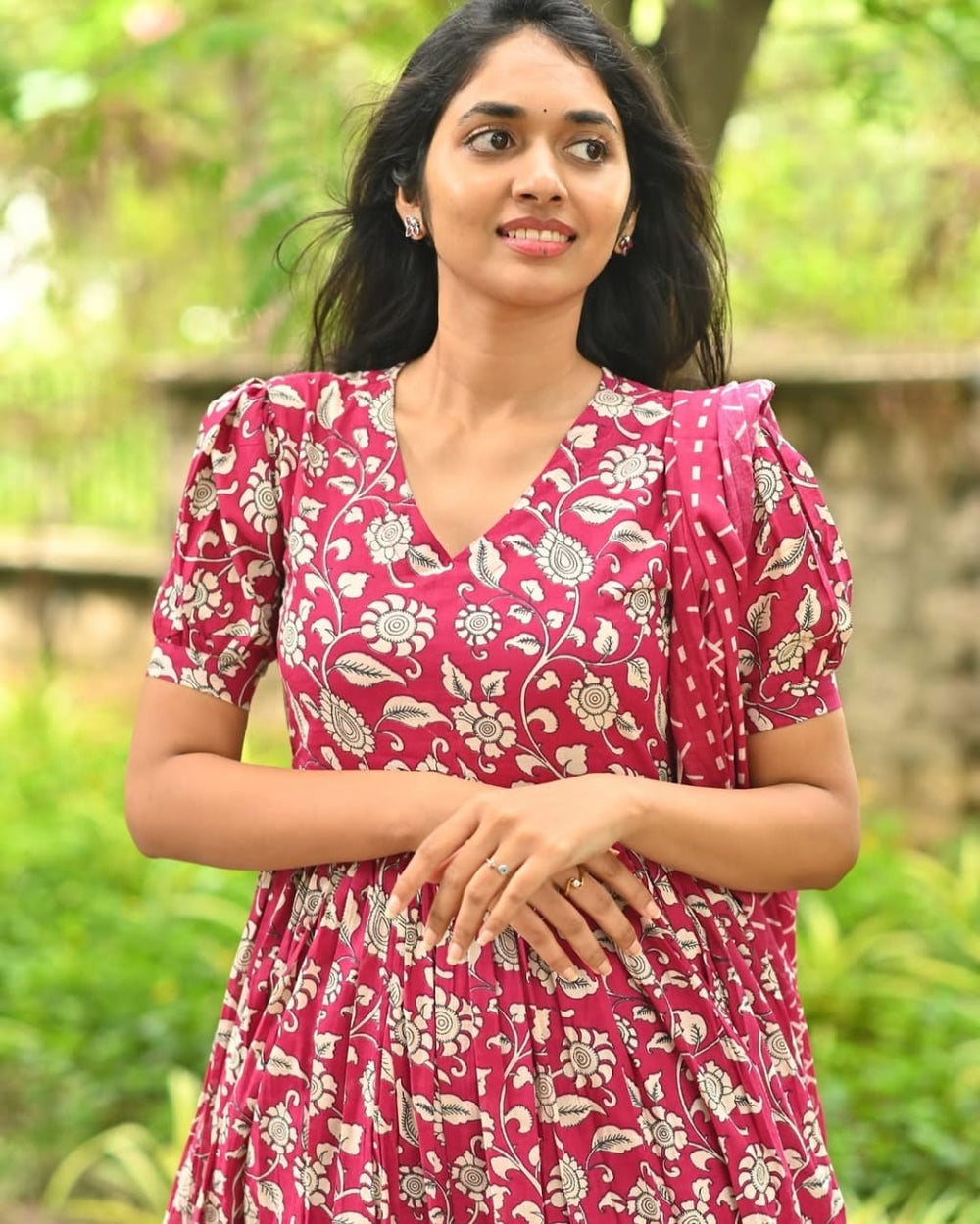 Gulnaar Maroon Floral Kurta Set with Dupatta