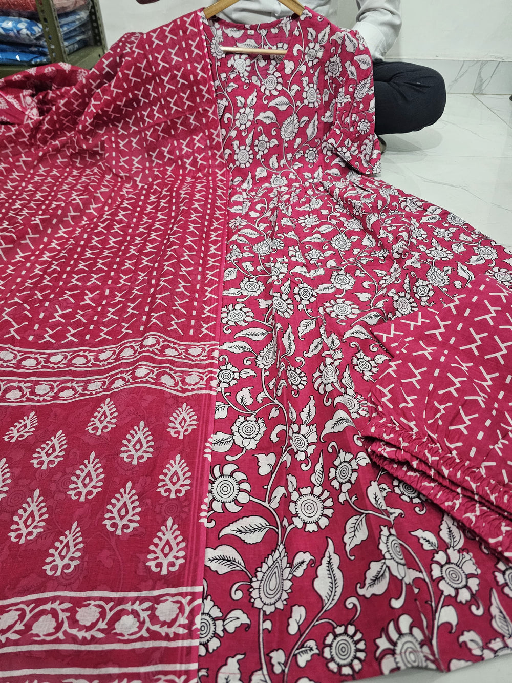 Gulnaar Maroon Floral Kurta Set with Dupatta