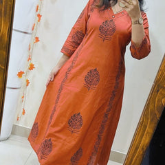 Aarohi Rust Handblock Print Kurta Set