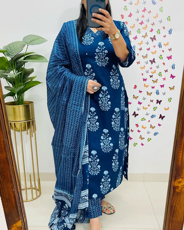 Neelika Handblock Kurta Set with Dupatta