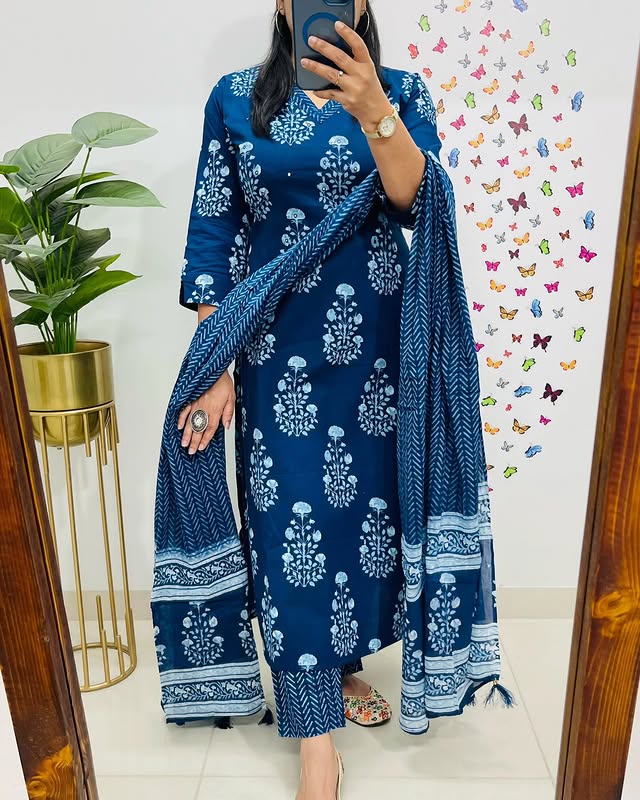 Neelika Handblock Kurta Set with Dupatta