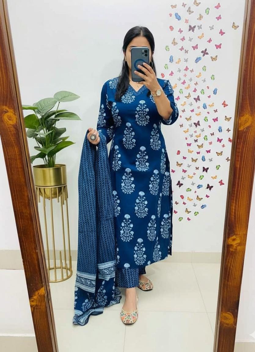 Neelika Handblock Kurta Set with Dupatta
