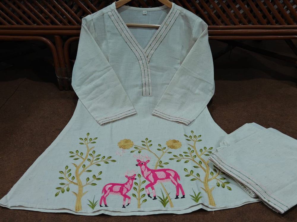 Mrigya Ivory Handcrafted Kurta Pant Set