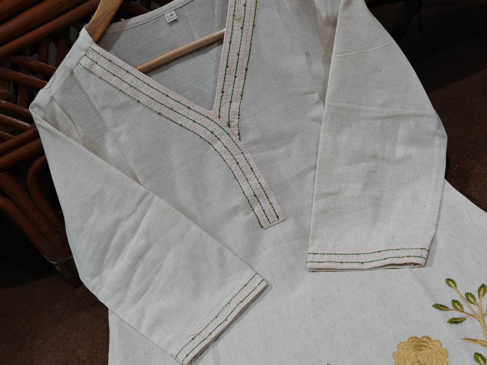 Mrigya Ivory Handcrafted Kurta Pant Set