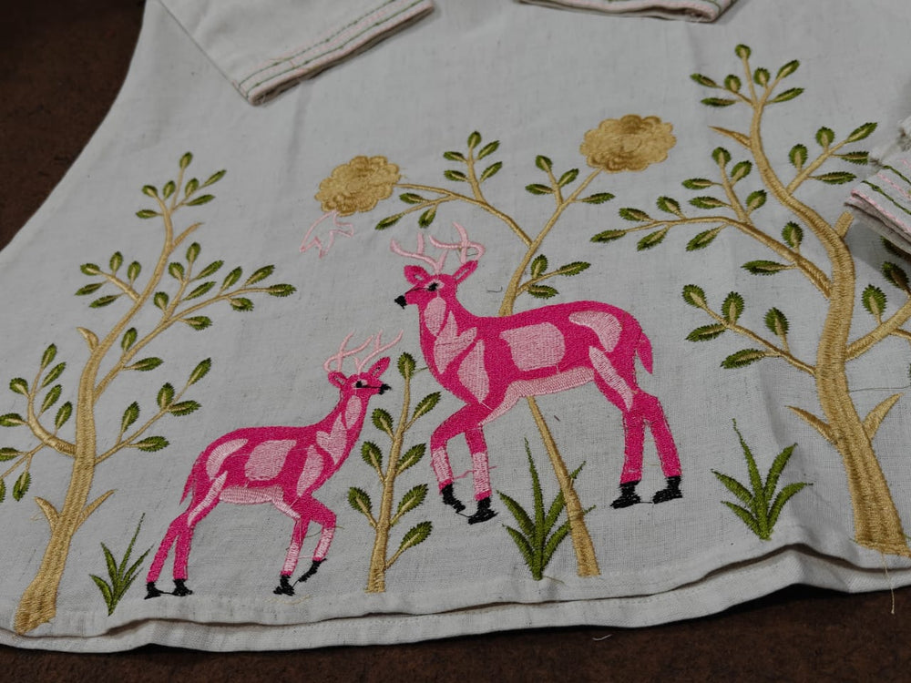 Mrigya Ivory Handcrafted Kurta Pant Set