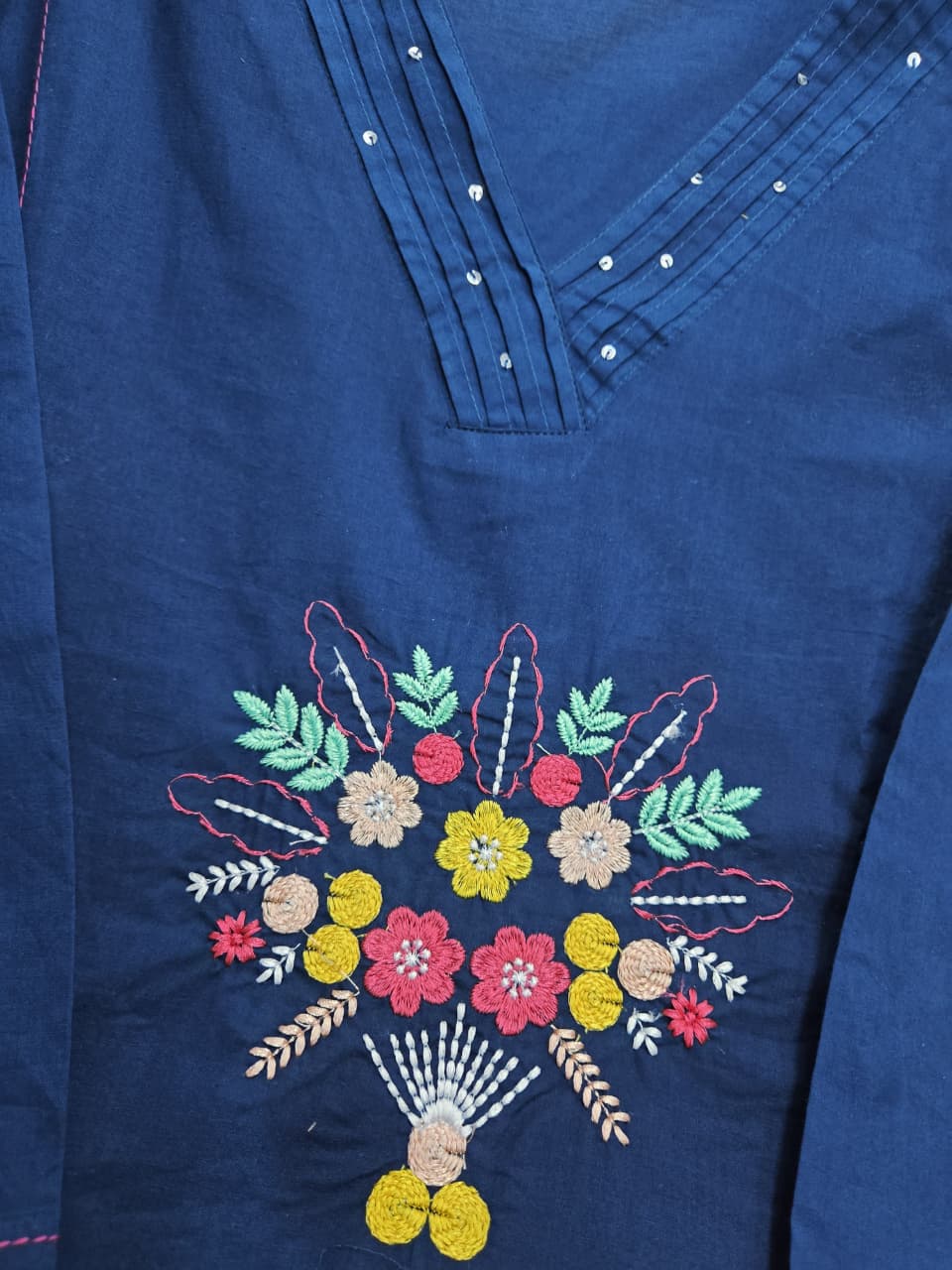 Noor Teal Floral Embroidered Kurta Set