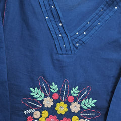 Noor Teal Floral Embroidered Kurta Set