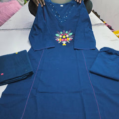 Noor Teal Floral Embroidered Kurta Set