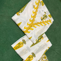 Golden Gulmohar” Cotton Kurta Pant Dupatta Set