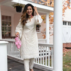 Noor-e-Ivory Chikankari Kurta Pant Set