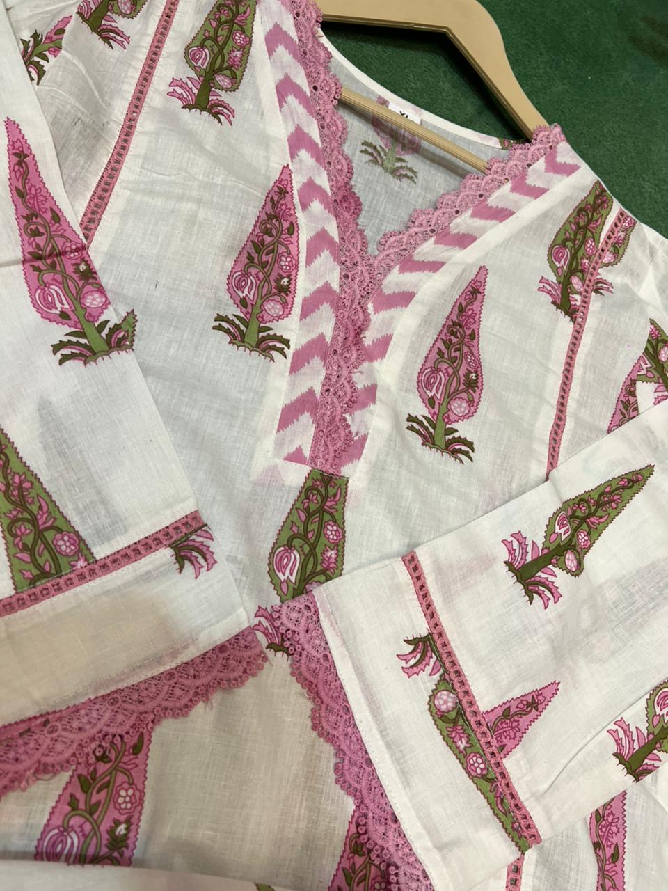 “Lavender Noor” Cotton Kurta Pant Dupatta Set