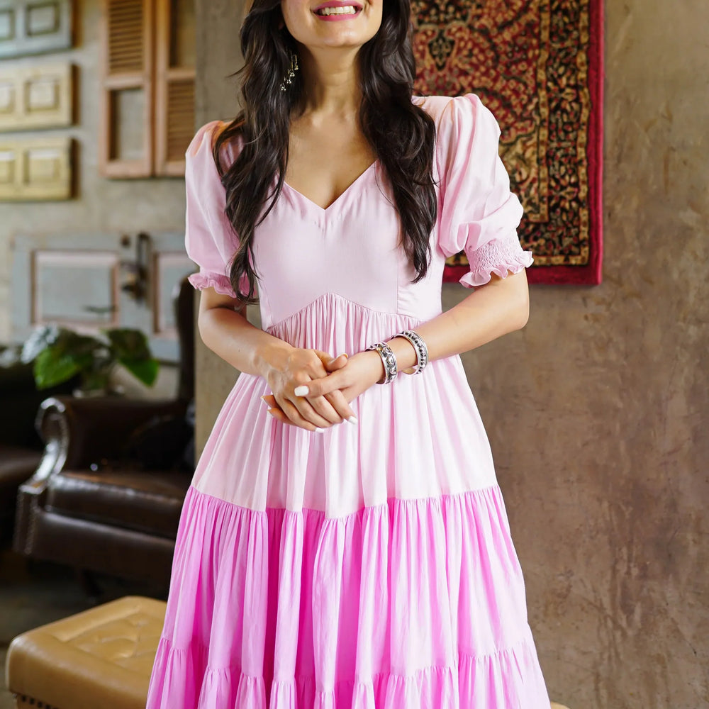 Pink Blush-Berry Ombre Tier Dress