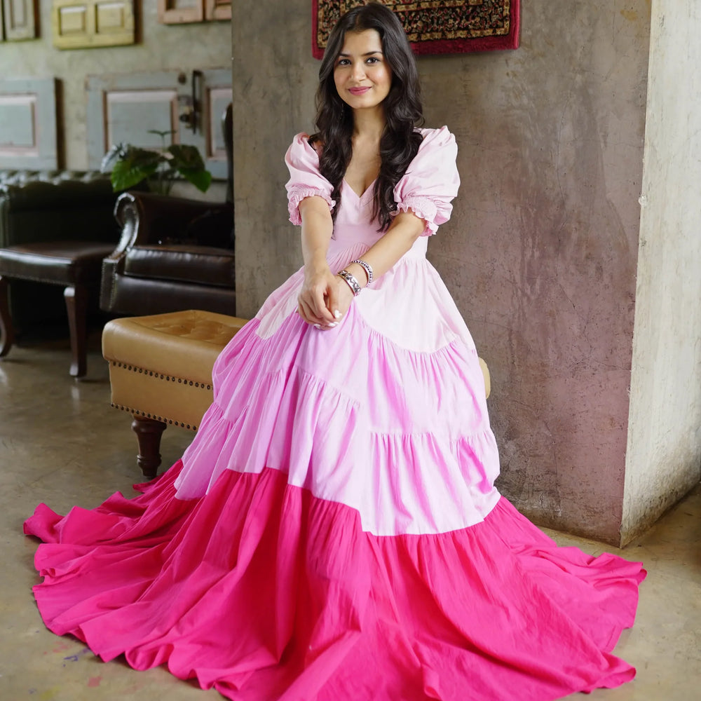 Pink Blush-Berry Ombre Tier Dress