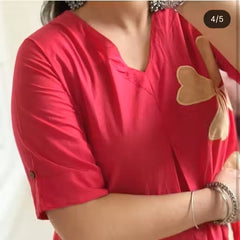 Crimson Petal Appliqué Kurta Pant Set