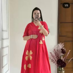 Crimson Petal Appliqué Kurta Pant Set